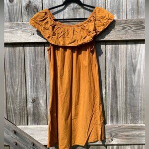 Speed Control Off-Shoulder Mustard Dress